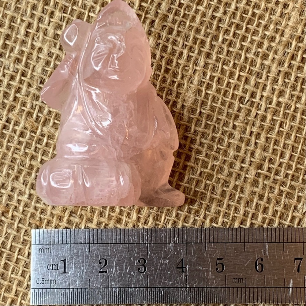 Fine VTG Antique Hand Carved Rose Quartz Daikokuten Seven Lucky Gods Figurine 2" - Picture 16 of 16